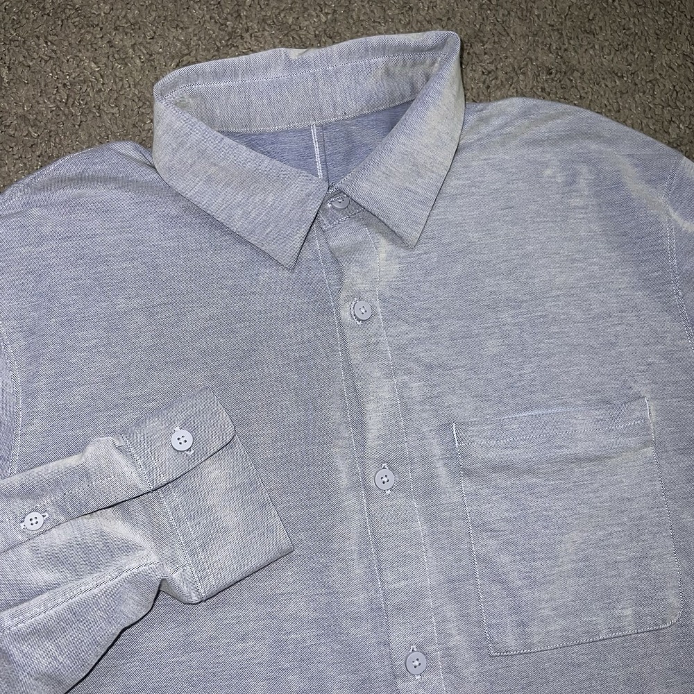 Lululemon New Venture Shirt Men M Blue Performance Stretch Tech Long Sleeve